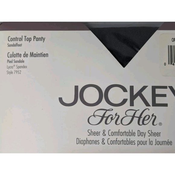 Jockey For Her Day Sheer Pantyhose Sz Small Tuxedo‎ Black Control Top Sandalfoot - Picture 2 of 5